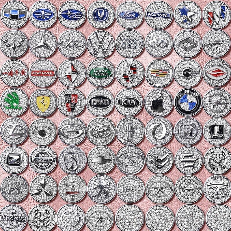 Car one-click start button fashion crystal logo sticker