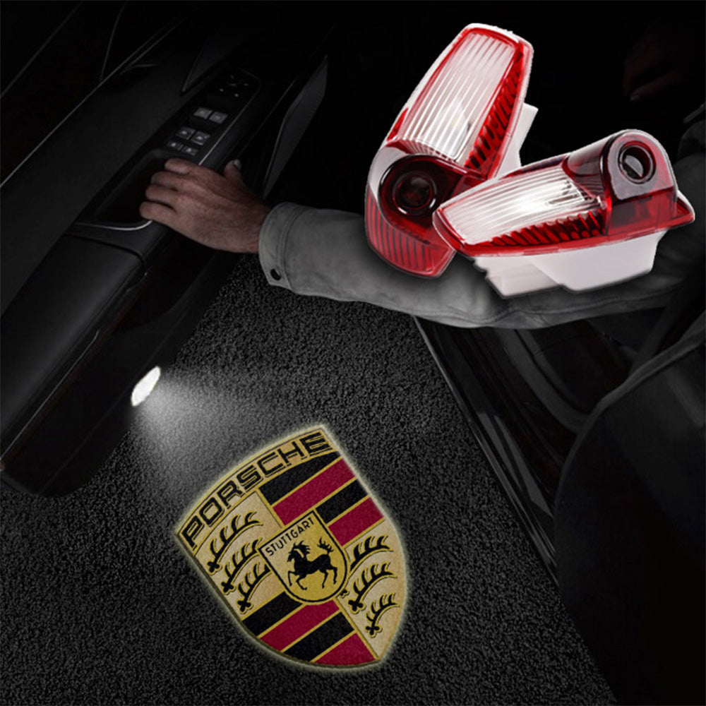 Proyector LED para puerta de coche, luz inalámbrica con logotipo de coche de bienvenida Porsche