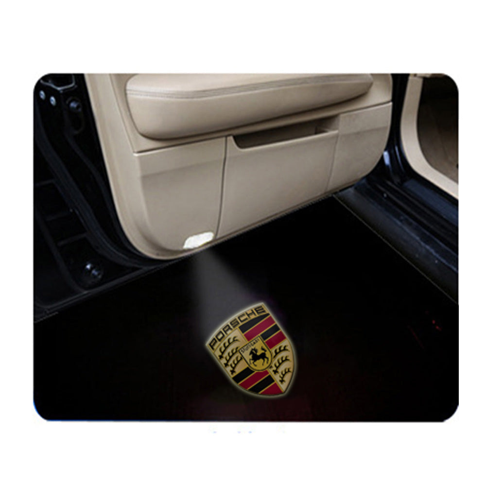 Proyector LED para puerta de coche, luz inalámbrica con logotipo de coche de bienvenida Porsche