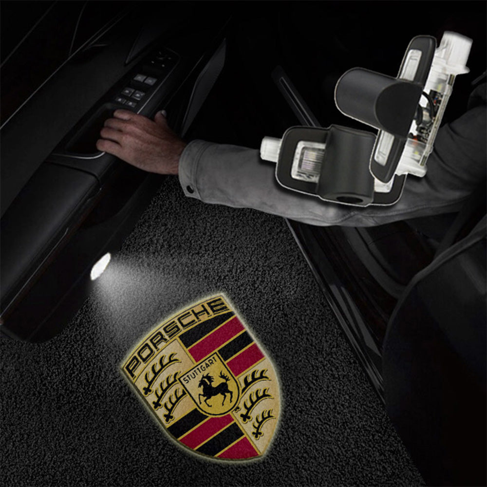Proyector LED para puerta de coche, luz inalámbrica con logotipo de coche de bienvenida Porsche