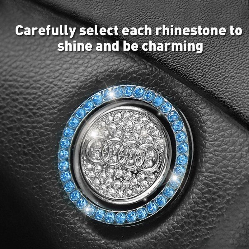 Car one-click start button fashion crystal logo sticker