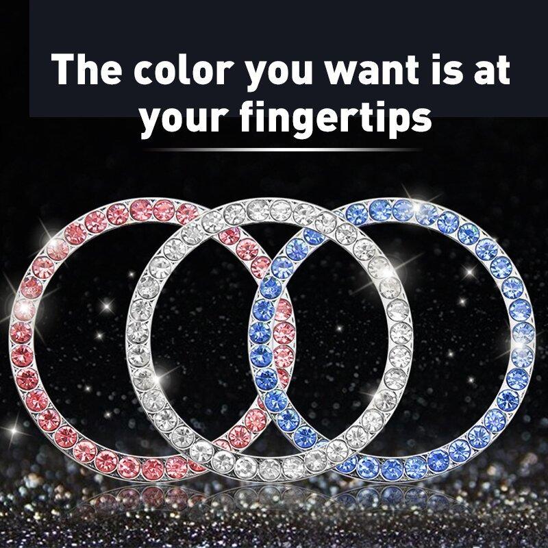 Car one-click start button fashion crystal logo sticker