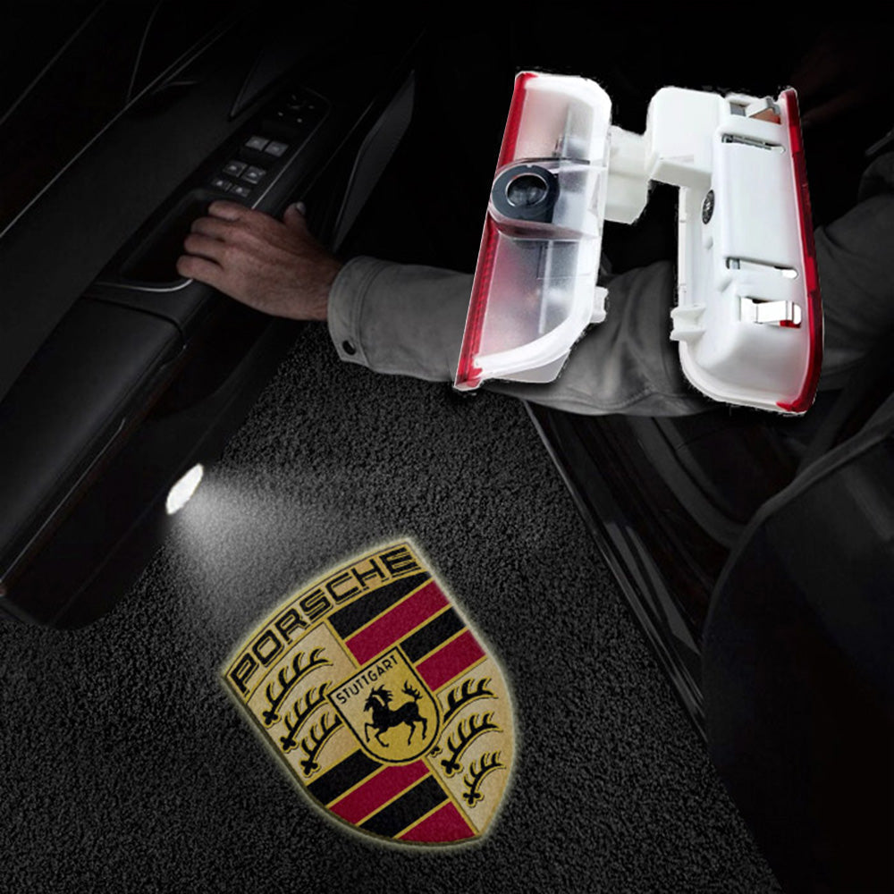 Proyector LED para puerta de coche, luz inalámbrica con logotipo de coche de bienvenida Porsche