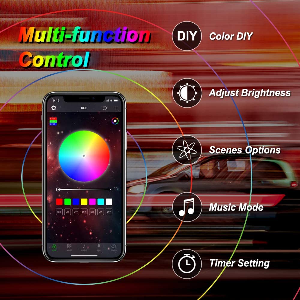 RGBIC Underglow Car Lights with App Control