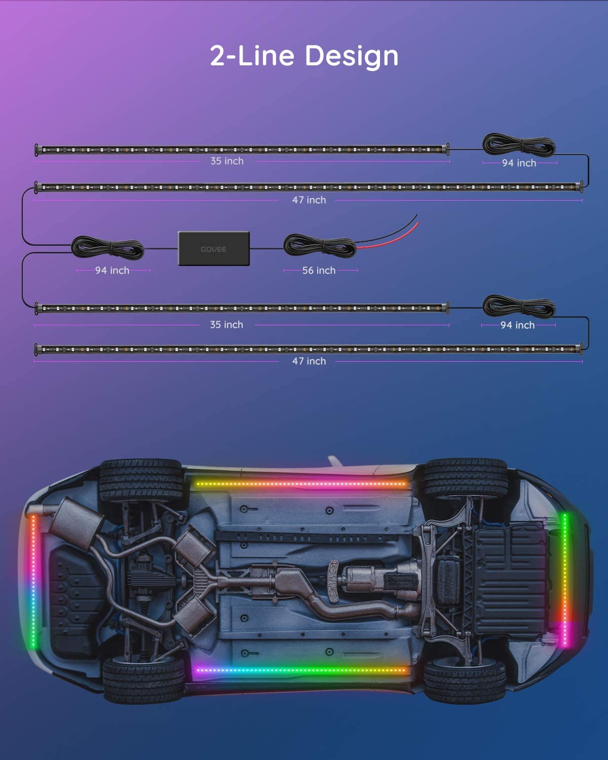 RGBIC Underglow Car Lights with App Control