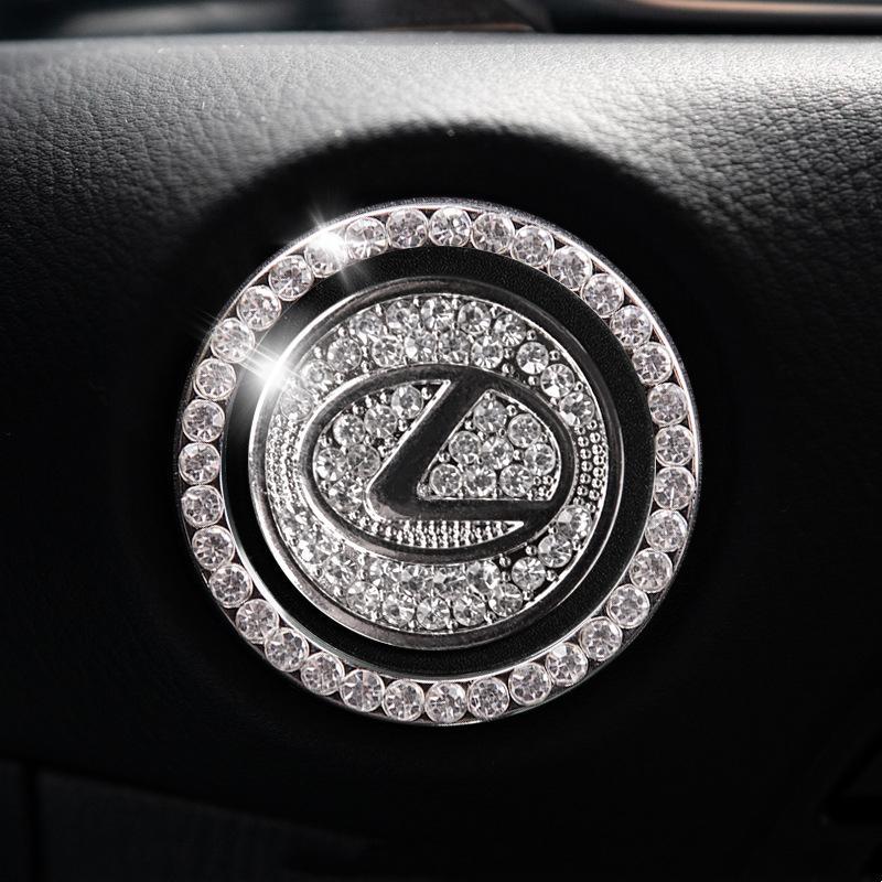 Car one-click start button fashion crystal logo sticker
