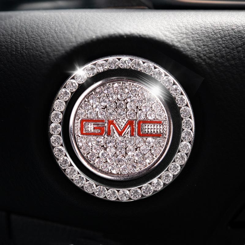 Car one-click start button fashion crystal logo sticker
