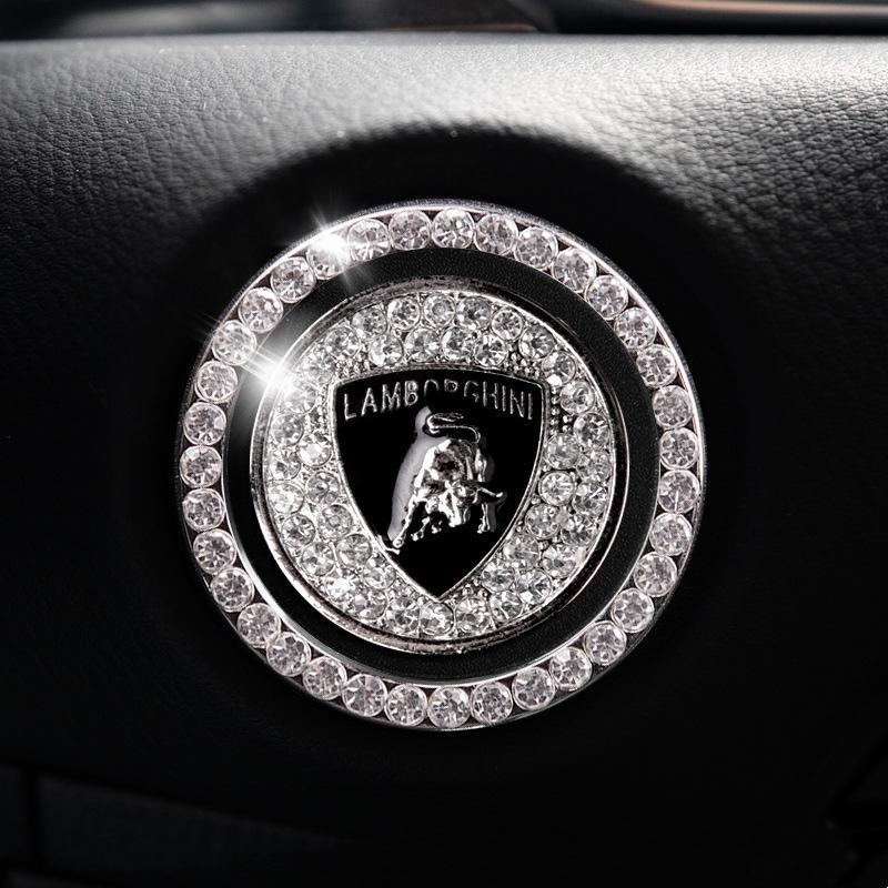 Car one-click start button fashion crystal logo sticker