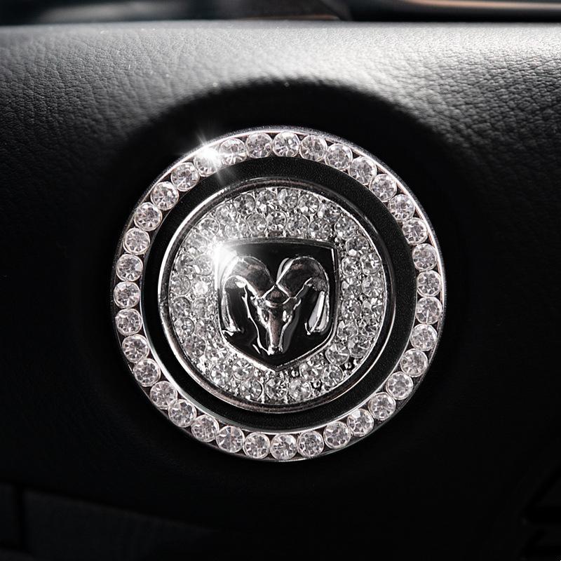 Car one-click start button fashion crystal logo sticker