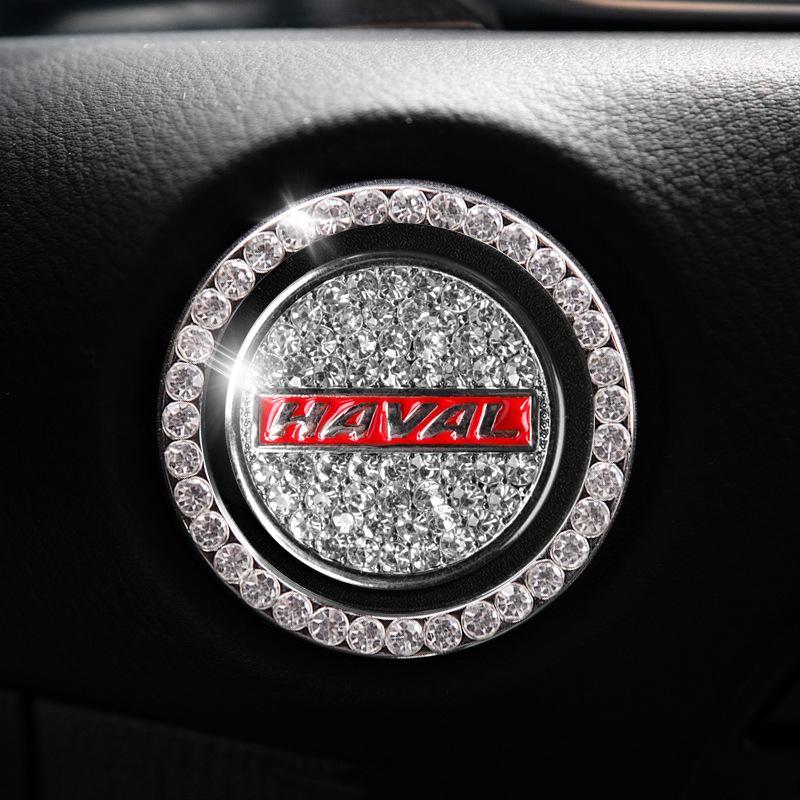 Car one-click start button fashion crystal logo sticker