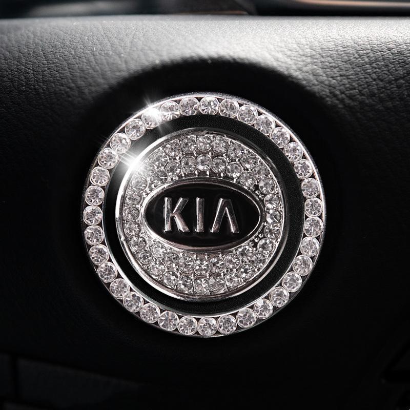 Car one-click start button fashion crystal logo sticker