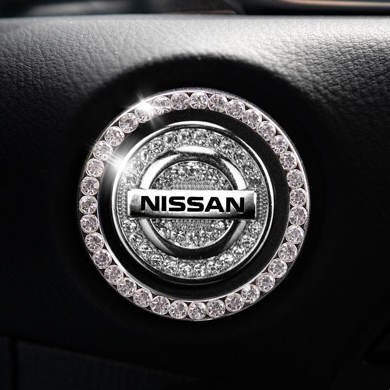 Car one-click start button fashion crystal logo sticker