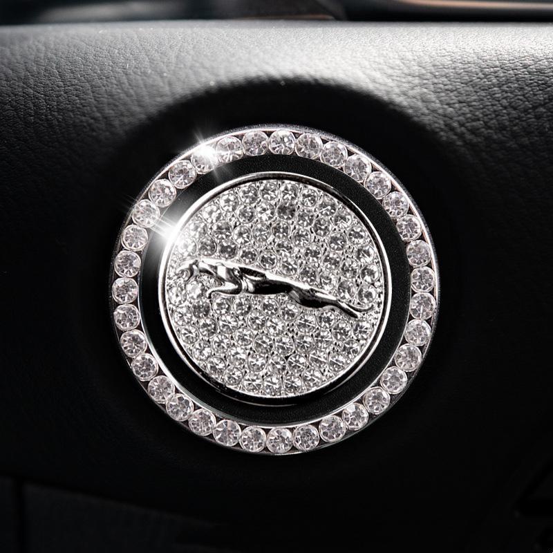 Car one-click start button fashion crystal logo sticker