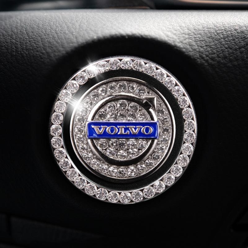 Car one-click start button fashion crystal logo sticker