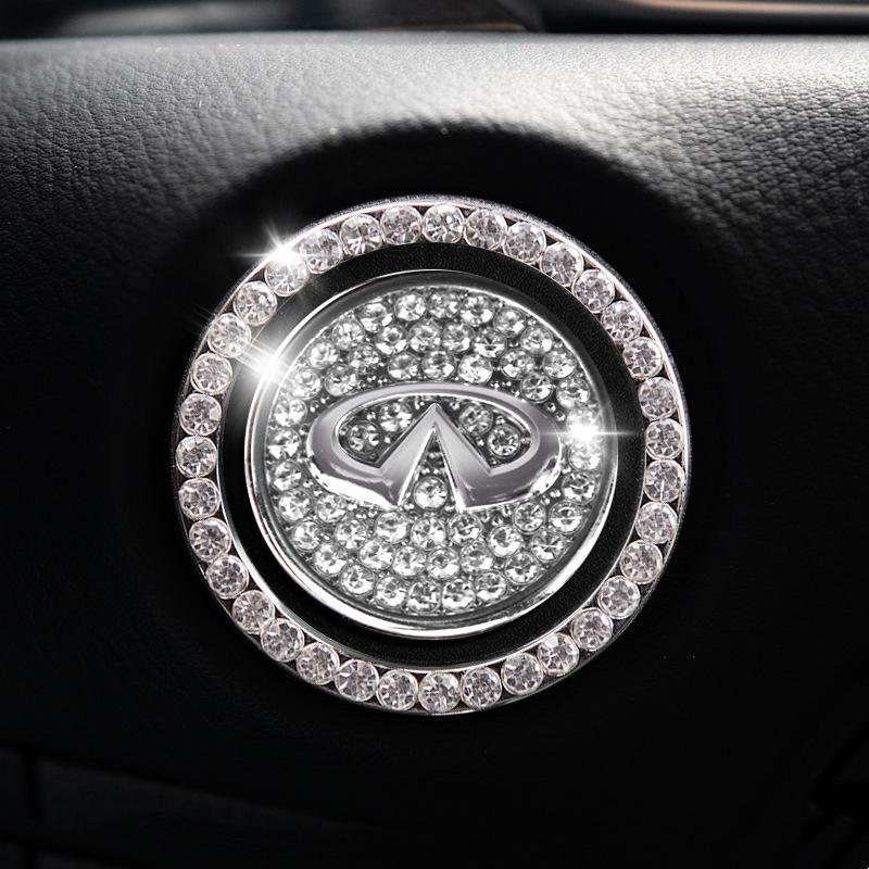 Car one-click start button fashion crystal logo sticker