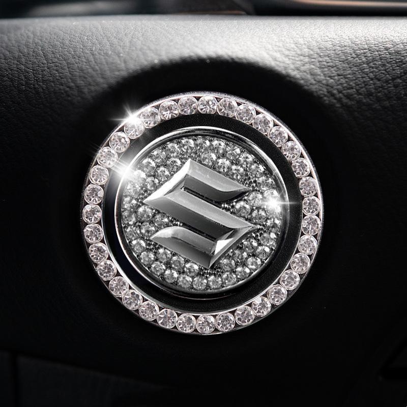 Car one-click start button fashion crystal logo sticker
