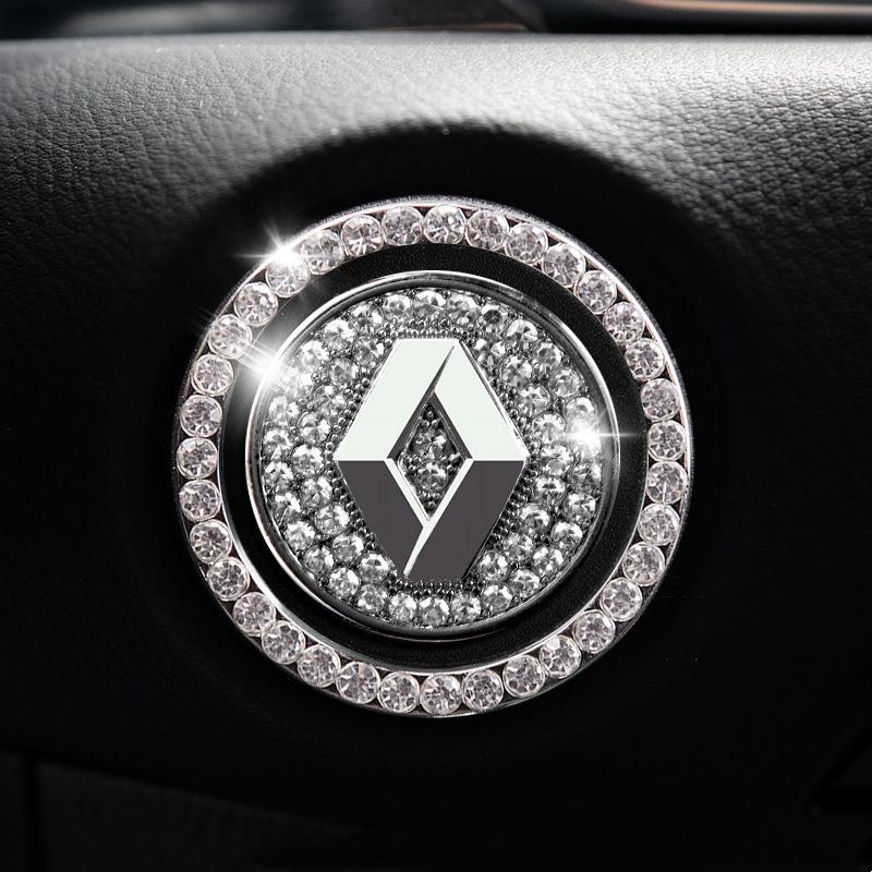 Car one-click start button fashion crystal logo sticker