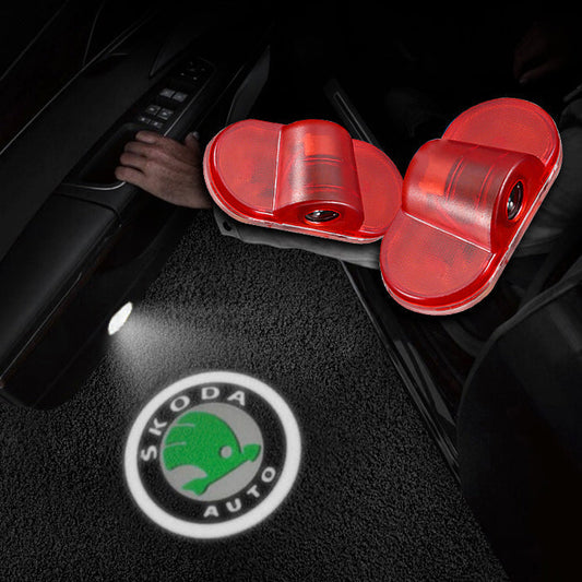 LED Car Door Projector Fit Skoda Welcome Car logo Light Wireless