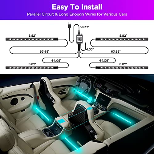 LED Lights for Car Ultra Bright Music Sync