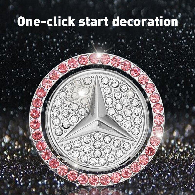 Car one-click start button fashion crystal logo sticker