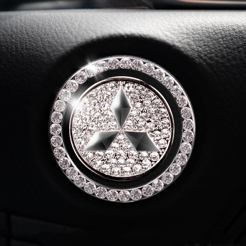 Car one-click start button fashion crystal logo sticker