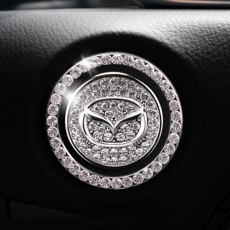 Car one-click start button fashion crystal logo sticker